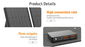 Panel <span class=keywords><strong>Solar</strong></span> Plegable Monocristalino de 60W con 23% de Eficiencia, Panel <span class=keywords><strong>Solar</strong></span> Portátil Ligero - Product Image 3