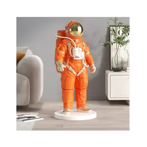 Life Size Fiberglass Spaceman Sculpture Living Room Decor Resin Space Craft Astronaut Smart Voice and Bluetooth Audio Statue