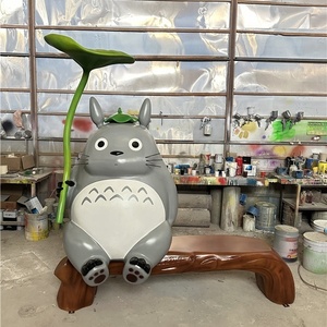Statue de banc en fibre de verre <span class=keywords><strong>Totoro</strong></span> grandeur nature personnalisée, grande sculpture de siège animalier de dessin animé, décoration extérieure pour espaces publics - Product Image 3
