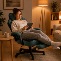 Chaise de gaming ergonomique de direction en suède avec pivotement à 360°, inclinaison et vérin à gaz à 3 positions, inclinable, OEM