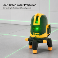 Niveau laser vert industriel Weifeng série AM1 à fixation murale, base métallique, auto-nivelant, IP54, précision 1 mm pour carrelage, sol et mur