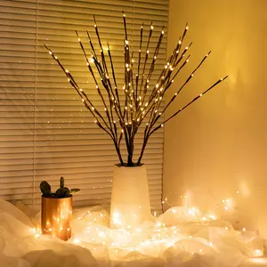 Luz Led de árbol bonsái con batería, bolas Usb, hojas de burbujas, estrellas, iluminación Interior, lámparas decorativas de estilo natural, 108 Led