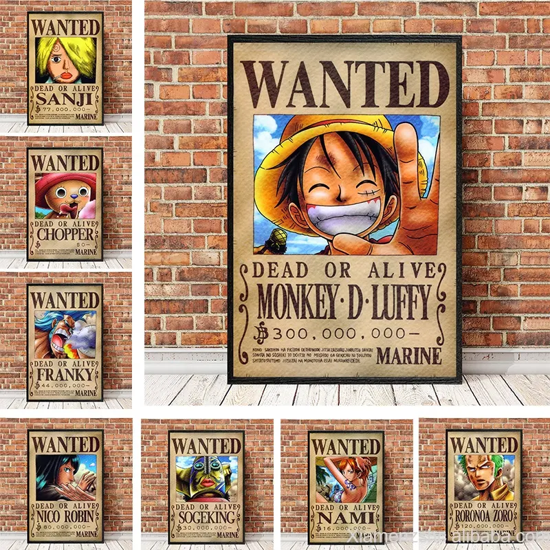 Bức Tranh Hoạt Hình Nhật Bản One Piece Wanted Poster HD Manga Vải Luffy Zoro Robin Sanji Tranh Treo Tường Anime Trang Trí Tranh Treo Tường Không Có Khung