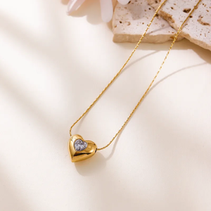 Collar de Moda Moderno, Chapado en Oro de 18K, Acero Inoxidable 304, con Circonita en Forma de Corazón, Cadena de Clavícula con Cristales de Colores para Mujer - Product Image 4