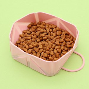 Mangkuk Hewan Peliharaan Silikon Lipat Portabel Modern Tahan Air Ramah Lingkungan Bentuk Persegi untuk Perjalanan Luar Ruangan, Tempat Makan Anjing Kucing Dua Mangkuk HENGXI - Product Image 2