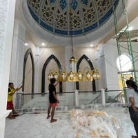 Lustre rond de grande taille pour église, grand luminaire de luxe en or, mosquée arabe, lampe suspendue pour hôtel, banquet