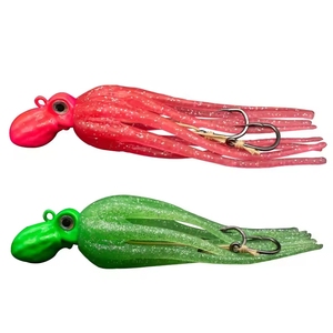 Leurre souple en forme de jupe de poulpe lourd de 100g-450g avec tête plombée et hameçon, pour la pêche au calamar en eau salée, en haute mer, en eaux profondes, pour la pêche au gros gibier - Product Image 4