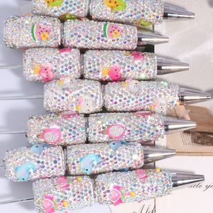 2025 High-Profile Luxury Manual Burst <b>Pen</b> Cute Fruit Cat Bee Full for Beaded High Profile Heavy Industry Pearl Plastic - Product Image 1