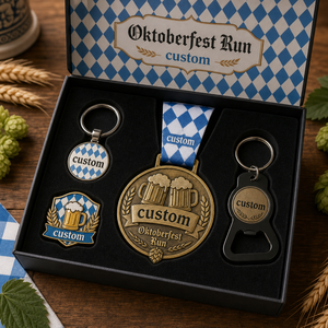 Set de Regalo Personalizado para el Oktoberfest con Destapador de Botellas de <span class=keywords><strong>Cerveza</strong></span>, Medalla de Aleación de Zinc Esmaltada, Pin de Solapa, Llavero y Destapador de Botellas - Product Image 1