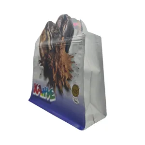फ्लैट बॉटम कॉफी स्नैक फूड मायलर बैग के लिए जिपर के साथ मिनफ्लाई डिजिटल प्रिंटिंग कस्टम सेल्फ सीलिंग साइड गसेट पाउच