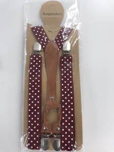G107131 6 colores <span class=keywords><strong>lunares</strong></span> pajarita <span class=keywords><strong>tirantes</strong></span> para hombres mujeres 4 Clip cuero Suspensorio adultos pajarita <span class=keywords><strong>tirantes</strong></span> para Pantalones rojo marino - Product Image 5