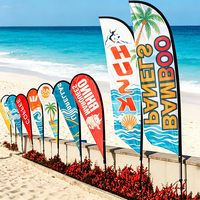 Drapeau publicitaire personnalisé coupe-vent en polyester avec logo imprimé, type aile de requin, pour extérieur et plage