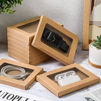 Boîtes d'emballage pour produits électroniques en papier kraft avec fenêtre, logo personnalisé, laminage mat, matériaux recyclés écologiques
