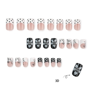 <span class=keywords><strong>Ongles</strong></span> carrés français à presser, motifs léopard noir et blanc, pois, fleurs 3D, options de <span class=keywords><strong>vernis</strong></span> personnalisables, matériau PMMA - Product Image 4
