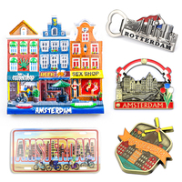 Aimants de réfrigérateur 3D en métal avec logo personnalisé, souvenirs anciens et vintage des Pays-Bas, ouvre-bouteille magnétique