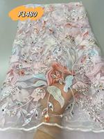 Paillettes perlées de luxe en dentelle filaire mélange de couleurs dégradées pour une tenue de fête traditionnelle nigériane