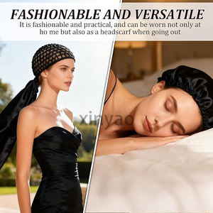 Individuelles Logo Verbundene 2-in-1 Haarwickelkappe Bonnet Damen Haarnetz Umwickelter Hut Wendbarer Satin-Hut Nachtschlafmütze Haarpflege - Product Image 6