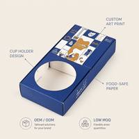 Caja de Papel Azul Rey Personalizada con Ventana Redonda para Tazas de Té, Pasteles y Alimentos, con Logotipo en Lámina Dorada