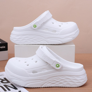Zuecos Blancos de Suela Gruesa para Mujer, Material EVA, Acolchados, Punta Abierta, Sandalias de Verano - Product Image 1