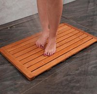 Tapis de bain et de douche rectangulaire en teck massif, fabriqué à la machine, antidérapant, écologique, avec logo personnalisé, grand format, pour salle de bain et spa, Utoplike