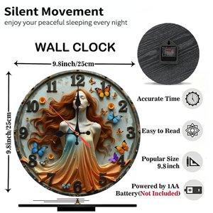Orologio Rotondo <span class=keywords><strong>in</strong></span> <span class=keywords><strong>Legno</strong></span> da 10 Pollici con Inserimento di <span class=keywords><strong>Pietra</strong></span> Naturale o Sughero - Product Image 3