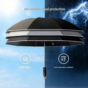 Martillo de fibra de vidrio creativo de tres pliegues, totalmente automático, para romper ventanas, herramienta de escape de emergencia para coche, 10 varillas, recubrimiento negro, resistente al sol y la lluvia - Product Image 2