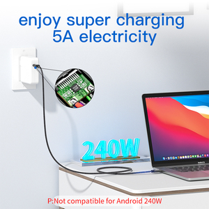 Câble USB2.0 double <span class=keywords><strong>USBC</strong></span> ULT-unite 1m 2m 3m 480 Mbps, câble de données tressé de type C, PD240W 5A, câble de charge rapide pour ordinateur portable - Product Image 4