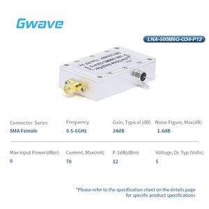 SMA أنثى 34dB كسب 1.6dB شكل الضوضاء-6GHz مكبر للصوت منخفض الضوضاء (LNA) مكبرات الصوت RF - Product Image 2