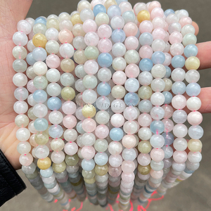 อัญมณี JD ลูกปัดหินมอร์กาไนต์ธรรมชาติทรงกลมหลวมพลัง5A สีสันสดใสสำหรับทำเครื่องประดับด้วยหินจริง - Product Image 3
