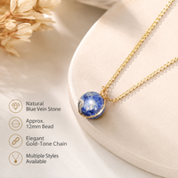 Collier pendentif en sodalite naturelle enroulé sur fil, chaîne en acier inoxydable, or et argent, pour usage quotidien