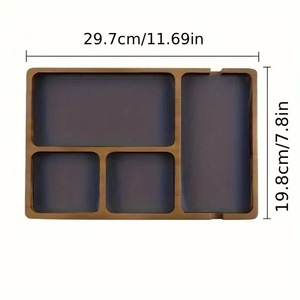 Solid Wood Desktop Organizer Tray With Compartments For Phone Glasses <b>Watch</b> Pen And Earbuds <b>Rectangular</b> Storage Box For Office - Product Image 4