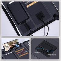 Multifuncional A4 Pu cuero 5000mAh banco de energía carga inalámbrica Padfolio negocios sublimación documento cremallera cartera