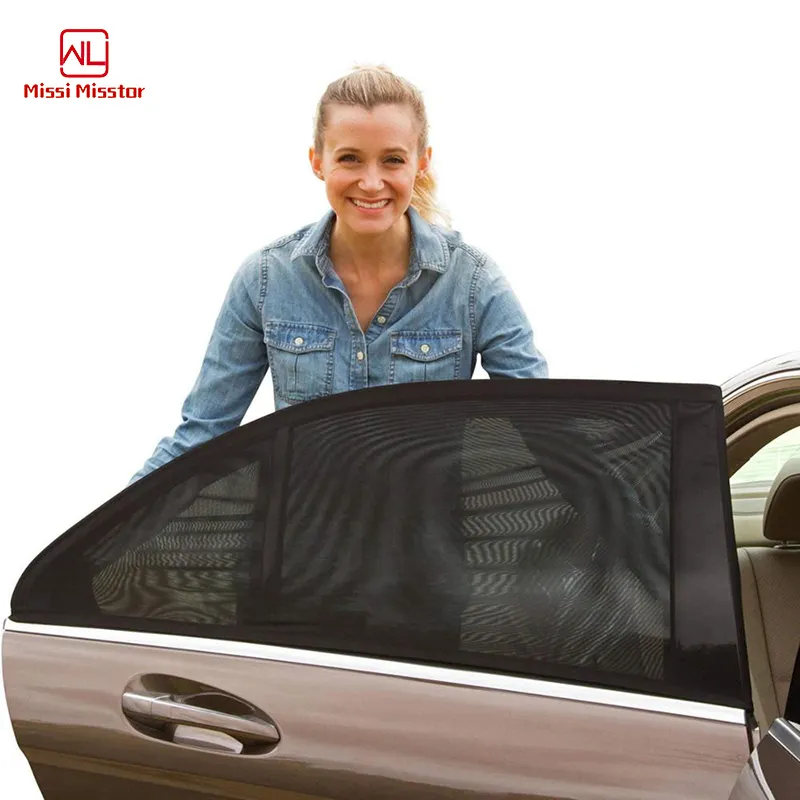 2 पैक कार एसयूवी सूरज रंगों सांस Stretchable जाल पर्दे सामने और पीछे की तरफ कार की खिड़की चंदवा