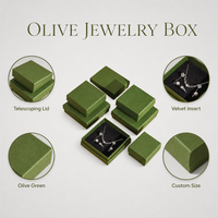 Set di Scatole Regalo per Gioielli Leabon, Inserto in Velluto Opaco Verde Oliva, Telescopiche per Confezionamento Gioielli in Argento, Vendita all'Ingrosso