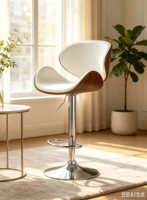 Tabouret de bar moderne en bois courbé et rembourré, réglable en hauteur et pivotant, pour cuisine, café, îlot de cuisine et salon