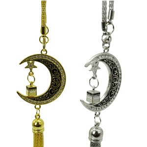 Accessorio <span class=keywords><strong>Auto</strong></span> per il Ramadan, Ornamento Pendente a Forma di Luna Crescente Dorata con Eleganti Nappe Metalliche, Decorazione Islamica per Interni <span class=keywords><strong>Auto</strong></span>, Regalo - Product Image 2