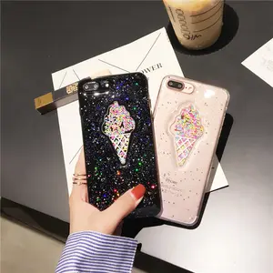 Epoxy Quicksand Ijs Mobiele Telefoon Case Voor Iphone 8Plus Shiny Tpu Volledige Beschermende Cover Leuke Stijl