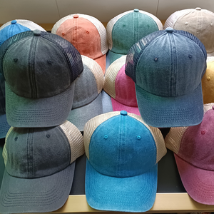 Personalizado Win Logo Vintage 6 Panel de malla ajustable trasero holandés camionero sombreros de dos tonos al por mayor suave deportes al aire libre gorras de béisbol - Product Image 4