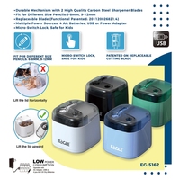 Taille-crayon électronique de bureau fantaisie Eagle EG-5162 cylindrique en plastique et métal, certifié CE, à piles, pour étudiants