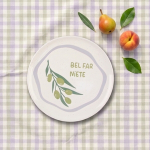 Juego de 4 Platos de Cerámica Italianos Dolce Vita, con Lindos Diseños de Comida y Frases, Opción en Melamina, Ideales para Picnic - Product Image 3