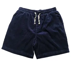 Pantalones cortos de pana para hombre de algodón orgánico respetuosos con el medio ambiente de fabricante, pantalones cortos de pana para hombre de cintura elástica de calidad de lujo