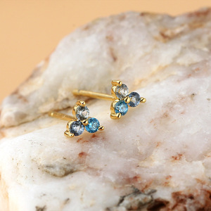 Wholesale Custom Mini <b>Crystal</b> <b>Stud</b> <b>Earrings</b> Unisex Trendy Geometric Heart Shape Design Zircon Gold Plated Fashion Jewellery - Product Image 5