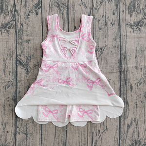 Pre-venta Trendyism Boutique: Vestido de yoga con estampado floral y volantes para niños, de Spandex/Algodón Orgánico, suave, al por mayor, ropa deportiva. - Product Image 6