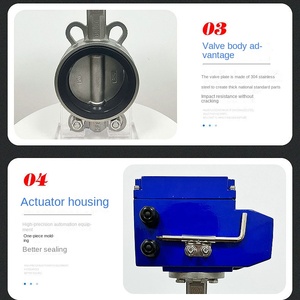 วาล์วผีเสื้อแบบแผ่นแนวตั้งสแตนเลส 304 แบบสองตำแหน่ง รุ่น D971X วาล์วควบคุมถังเก็บน้ำ DN50-200 พร้อมตัวกระตุ้น - Product Image 5