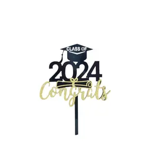 2024 congrats Acrylic bánh toppers tốt nghiệp trang trí bên congrats GRAD bánh Topper cho tốt nghiệp Nguồn cung cấp bên