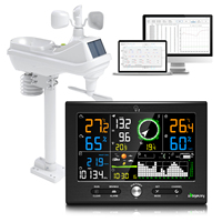 Station météo sans fil à portée de 150 m, écran LCD couleur 8,5 pouces, précision de 5 % RH, pluviomètre, vitesse/température/humidité du vent, logiciel PC, alarme, maison