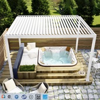 Pergola bioclimatique en aluminium avec côtés latéraux, gazebo motorisé rétractable pour jardin et villa