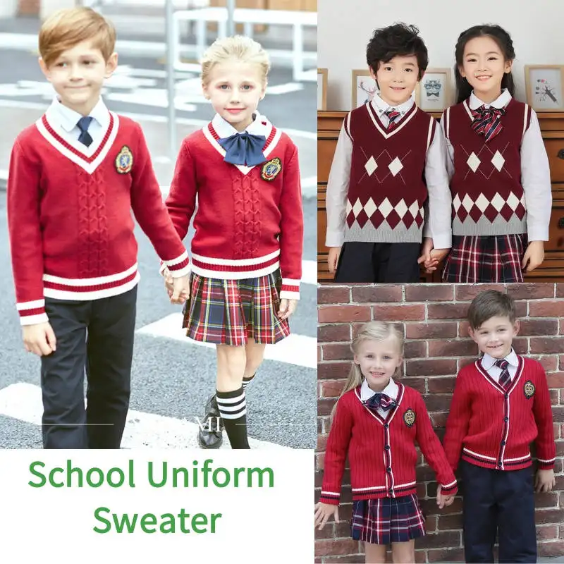 Suéter de uniforme escolar de diseño personalizado, cárdigan de escuela secundaria, suéter de uniforme escolar para niños y niñas