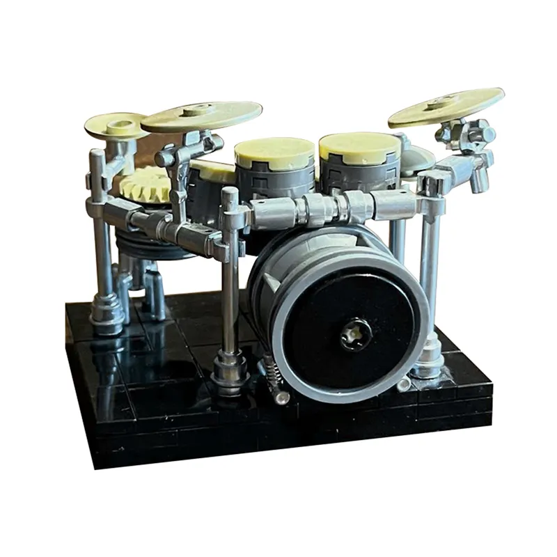 GoldMoc DIY Mini bateri seti bulmaca beyin oyuncaklar raf sistemi ile MOC-121738 Drumset enstrüman yapı taşı seti