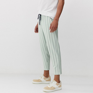 YIHAO marca de alta calidad de moda luz verde sandía rayas casuales de los hombres <span class=keywords><strong>pantalones</strong></span> de seda - Product Image 3